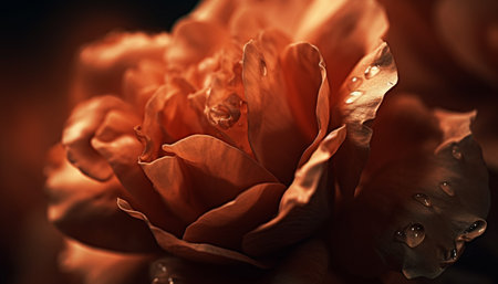 Vibrant pink blossom, wet with dew, showcases beauty in nature generated by artificial intelligenceの素材