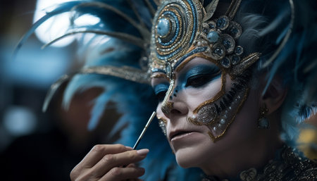 Beauty in Disguise Sensual Elegance at Traditional Carnival Celebration generated by artificial intelligenceの素材