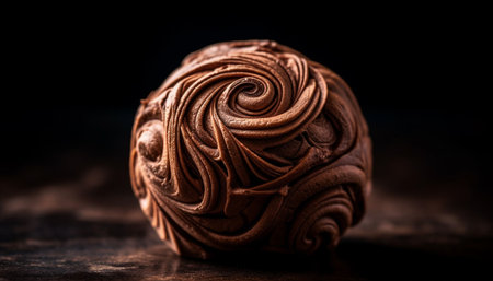 Antique pottery sculpture, ornate decoration, homemade chocolate dessert, rustic table generated by artificial intelligenceの素材