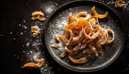 Fresh fruit stack on wooden plate, a healthy indulgence snack generated by artificial intelligenceの素材