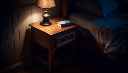 Comfortable modern bedroom with elegant decor and antique furniture generated by artificial intelligenceの素材