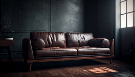 Luxury modern apartment with elegant decor, comfortable sofa, and lighting generated by artificial intelligenceの素材