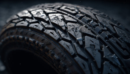 Shiny alloy wheel on dirty car, repairing for winter traction generated by artificial intelligenceの素材