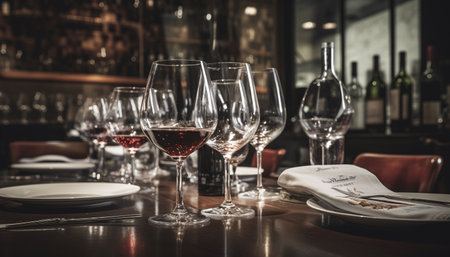 Indulge in luxury at the elegant wine bar, a celebration generated by artificial intelligenceの素材
