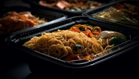 Freshness and cultures collide in this healthy gourmet meal generated by artificial intelligenceの素材