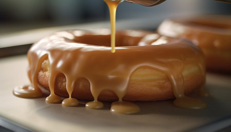 Freshly baked gourmet dessert, sweet indulgence on wooden table generated by artificial intelligenceの素材