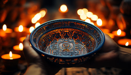 Men and women holding candles, praying for spirituality and love generated by artificial intelligenceの素材