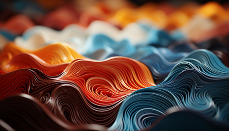 Vibrant colors and striped patterns create a modern wallpaper backdrop generated by artificial intelligenceの素材