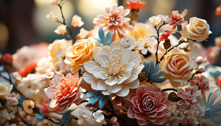 Nature beauty in a bouquet, a celebration of romance and growth generated by artificial intelligenceの素材