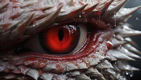 Spooky underwater portrait sharp animal eye looking at camera generated by artificial intelligenceの素材