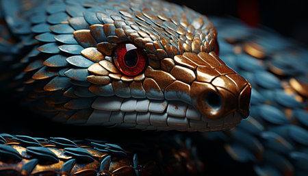 Snake, reptile, viper, poisonous, pattern, animal markings, zoology, lizard, dragon, snakeskin generated by artificial intelligenceの素材