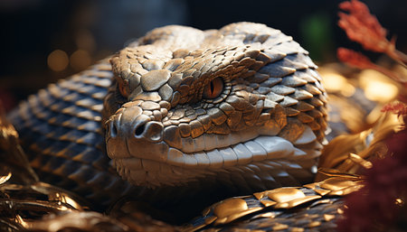 Snake in nature, viper dangerous pattern, endangered species in forest generated by artificial intelligenceの素材