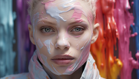 Caucasian women, beauty portrait, adult, fun, girls, looking at camera generated by artificial intelligenceの素材