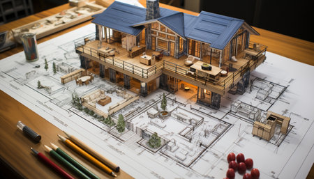 Print architecture plan construction industry planning architect industry indoors modern generated by artificial intelligenceの素材