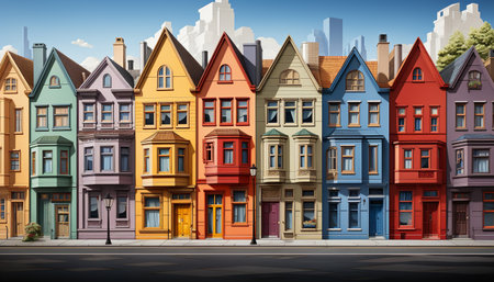 Vibrant cityscape showcases famous architecture, culture, and modern construction industry generated by artificial intelligenceの素材
