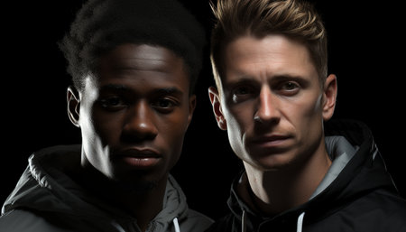 Confident athletes in casual clothing exude elegance and determination generated by artificial intelligenceの素材