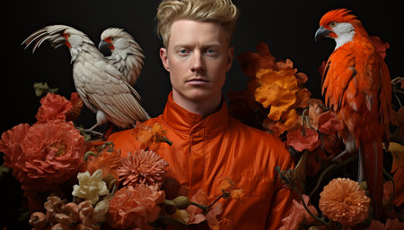 Men and boys looking at camera, confident and cute expressions generated by artificial intelligenceの素材