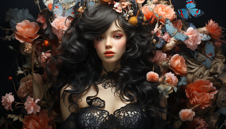 Beautiful women in fashionable attire with elegant hairstyles and glamorous faces generated by artificial intelligenceの素材