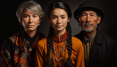 A diverse group of adults smiling, confident, and looking at camera generated by artificial intelligenceの素材