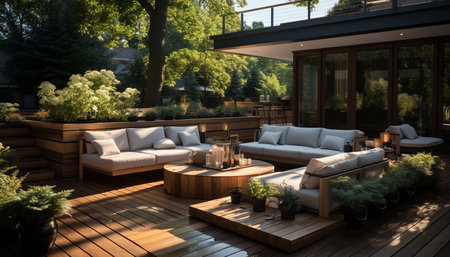 Modern sofa and table in a comfortable, elegant home interior generated by artificial intelligenceの素材
