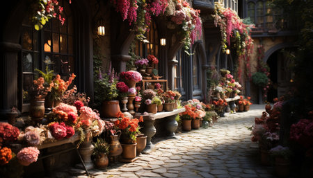 Freshness and beauty in nature, a single flower blossoms in springtime generated by artificial intelligenceの素材