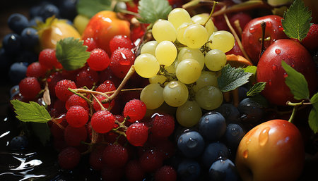 Freshness of nature gourmet, ripe berry fruit, healthy eating refreshment generated by artificial intelligenceの素材