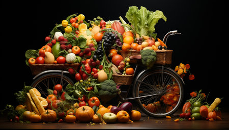 Freshness of autumn harvest organic vegetables, healthy eating, and variety generated by artificial intelligenceの素材