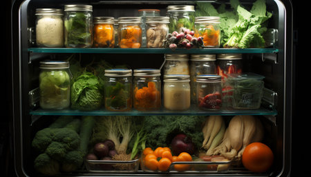 Freshness and variety of vegetables create a healthy, colorful meal generated by artificial intelligenceの素材