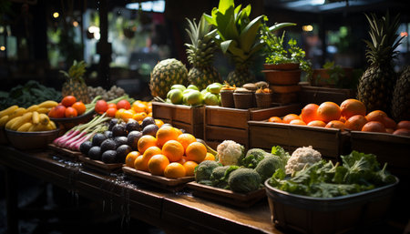 Freshness and variety in healthy eating nature abundance in a supermarket generated by artificial intelligenceの素材