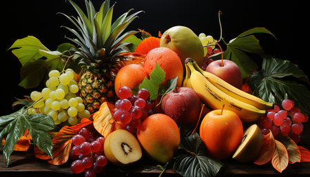 Freshness of fruit, pineapple, banana, apple, orange, nature sweet variation generated by artificial intelligenceの素材