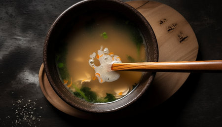 Freshness and heat steam a homemade, healthy, vegetarian meal generated by artificial intelligenceの素材