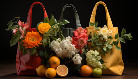 Freshness and beauty in nature, a bouquet of colorful flowers generated by artificial intelligenceの素材