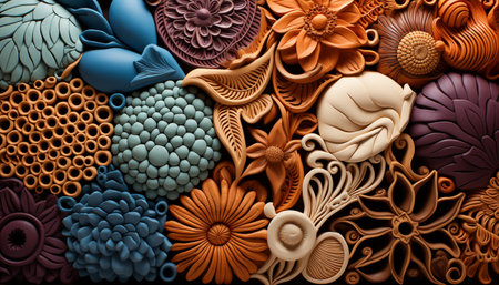 Underwater beauty: fish, coral, seashell, plant, wave, aquatic, reef generated by artificial intelligenceの素材