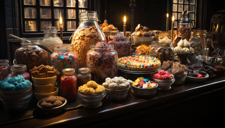 A sweet food collection, a gourmet indulgence of homemade cookies generated by artificial intelligenceの素材