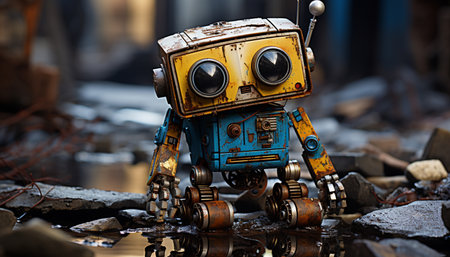 Futuristic robotic arm, old machinery, abandoned factory, working technology generated by artificial intelligenceの素材