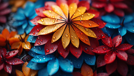 Nature beauty in a single flower, reflecting vibrant colors generated by artificial intelligenceの素材