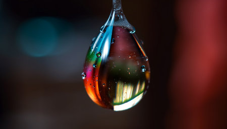 Fresh green leaf with dew drops, reflecting vibrant nature beauty generated by artificial intelligenceの素材