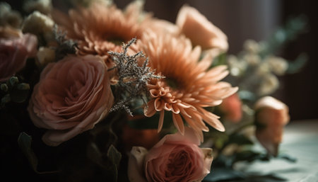 Fresh bouquet of multi colored flowers, a celebration of nature elegance generated by artificial intelligenceの素材