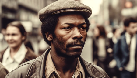 adult male smiling confidently in casual fashion outdoors generated by artificial intelligenceの素材