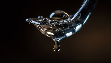 Transparent water droplets reflect beauty in nature fresh purity generated by artificial intelligenceの素材