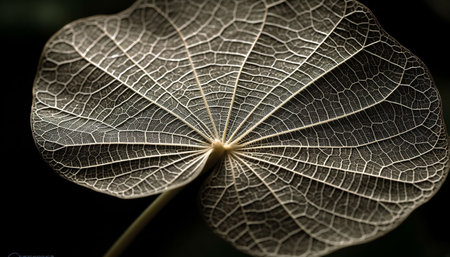 Organic symmetry in nature fragile growth, backlit by monochrome colors generated by artificial intelligenceの素材