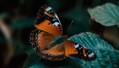 Vibrant butterfly wings showcase natural beauty and symmetry in nature generated by artificial intelligenceの素材