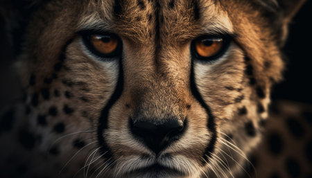 Alert African cheetah staring, watching, looking away in wilderness area generated by artificial intelligenceの素材