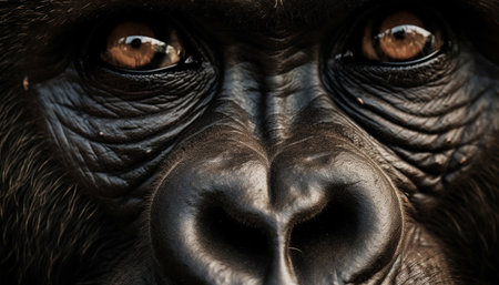 Primate portrait Endangered monkey staring with sad expression in Africa generated by artificial intelligenceの素材