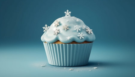 Cupcake, dessert, sweet food, baked, decoration, homemade, snack, baking, still life, ready to eat generated by artificial intelligenceの素材