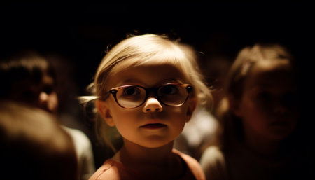 Smiling girls, cute and cheerful, embody happiness and childhood joy generated by artificial intelligenceの素材