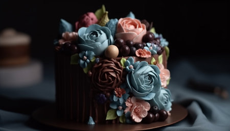 dessert wedding flower decoration food chocolate gourmet baked celebration generated by artificial intelligenceの素材