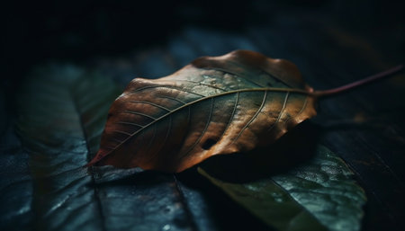 Vibrant autumn leaves create a beautiful pattern in the forest generated by artificial intelligenceの素材