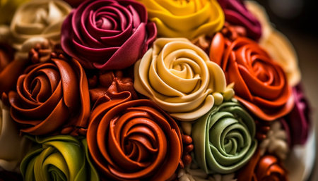 Freshness and beauty in nature, a bouquet of colorful flowers generated by artificial intelligenceの素材