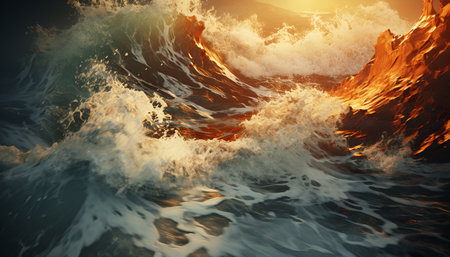 Nature beauty reflected in the abstract motion of flowing water generated by artificial intelligenceの素材